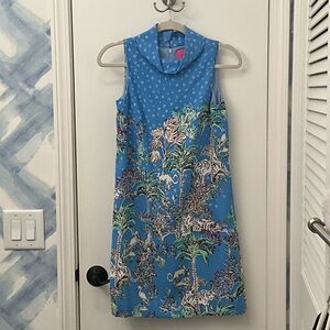 Lilly Pulitzer Blue Tropical Print Dress